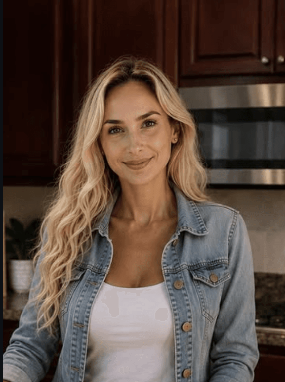 Nathaly, founder of Moss & Bloom Miami, in her kitchen